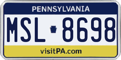 PA license plate MSL8698