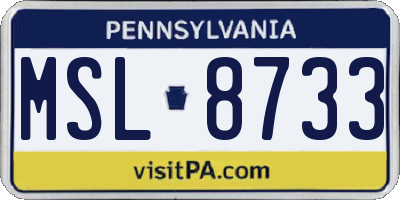 PA license plate MSL8733