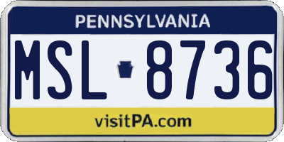 PA license plate MSL8736