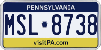 PA license plate MSL8738