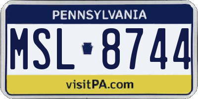 PA license plate MSL8744