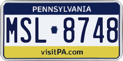 PA license plate MSL8748