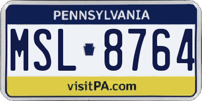 PA license plate MSL8764
