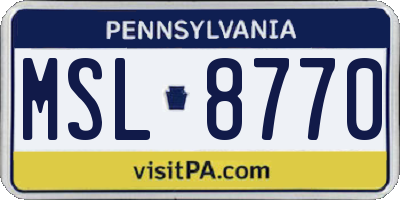 PA license plate MSL8770
