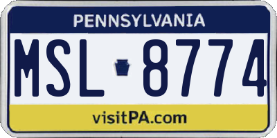 PA license plate MSL8774