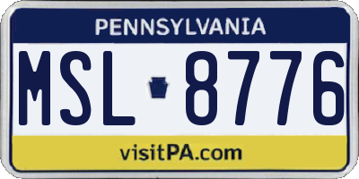 PA license plate MSL8776