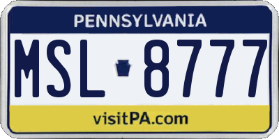 PA license plate MSL8777