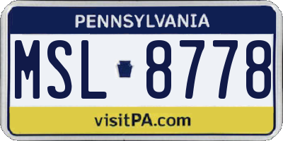 PA license plate MSL8778