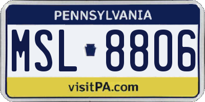 PA license plate MSL8806