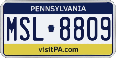 PA license plate MSL8809