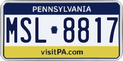 PA license plate MSL8817