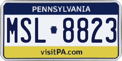 PA license plate MSL8823