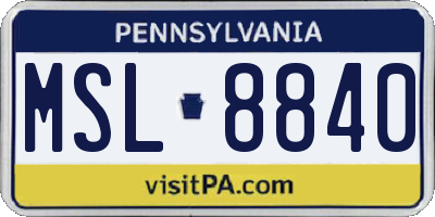 PA license plate MSL8840