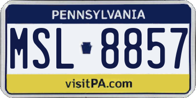 PA license plate MSL8857