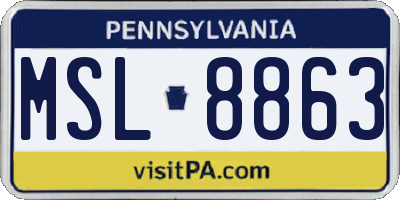 PA license plate MSL8863