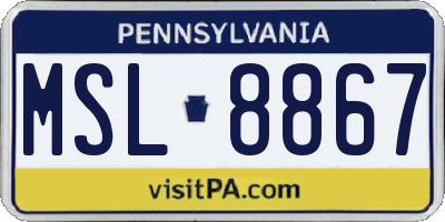PA license plate MSL8867