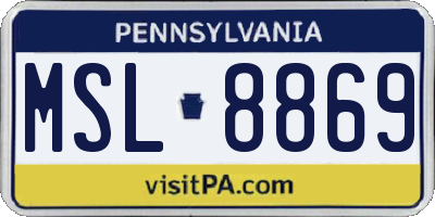 PA license plate MSL8869