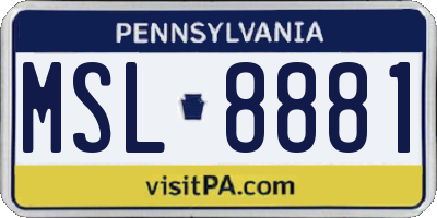 PA license plate MSL8881