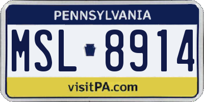PA license plate MSL8914