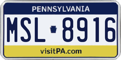 PA license plate MSL8916
