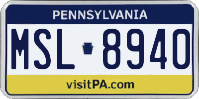 PA license plate MSL8940
