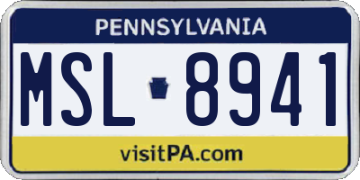 PA license plate MSL8941