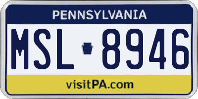PA license plate MSL8946