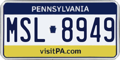 PA license plate MSL8949