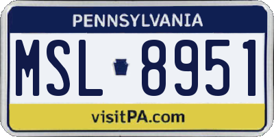 PA license plate MSL8951