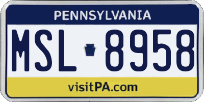 PA license plate MSL8958