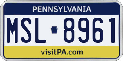PA license plate MSL8961