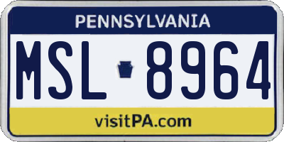 PA license plate MSL8964