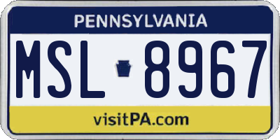 PA license plate MSL8967