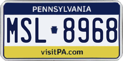 PA license plate MSL8968