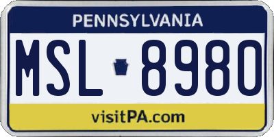 PA license plate MSL8980