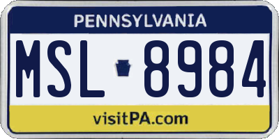 PA license plate MSL8984