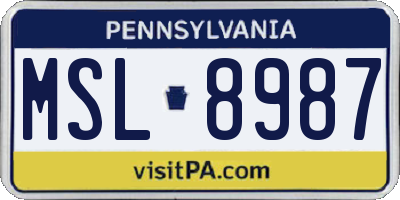 PA license plate MSL8987