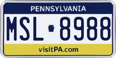 PA license plate MSL8988