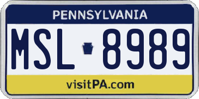 PA license plate MSL8989