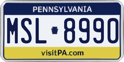 PA license plate MSL8990