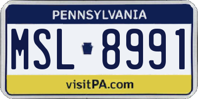 PA license plate MSL8991