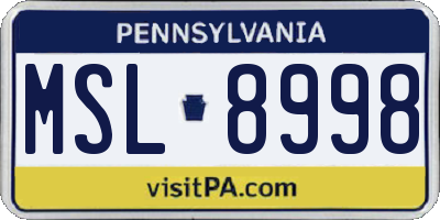 PA license plate MSL8998