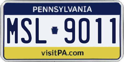 PA license plate MSL9011