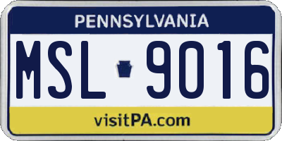 PA license plate MSL9016