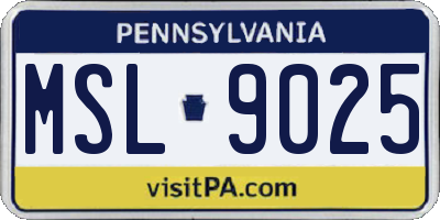 PA license plate MSL9025