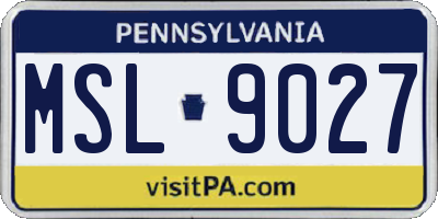 PA license plate MSL9027