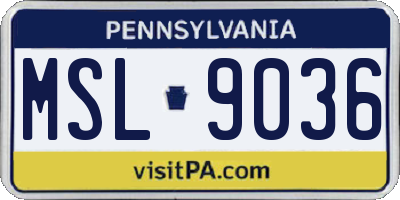 PA license plate MSL9036
