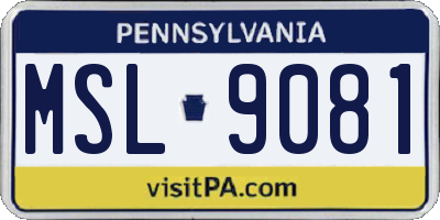PA license plate MSL9081