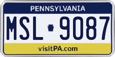 PA license plate MSL9087