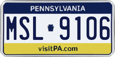 PA license plate MSL9106